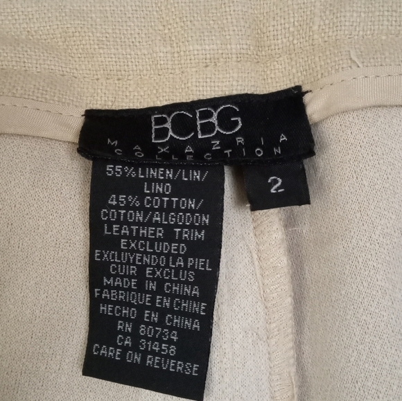 BCBG MaxAzria Collection Beige Hook Zip Closure Burlap Frayed Hem Pants … - Picture 4 of 10
